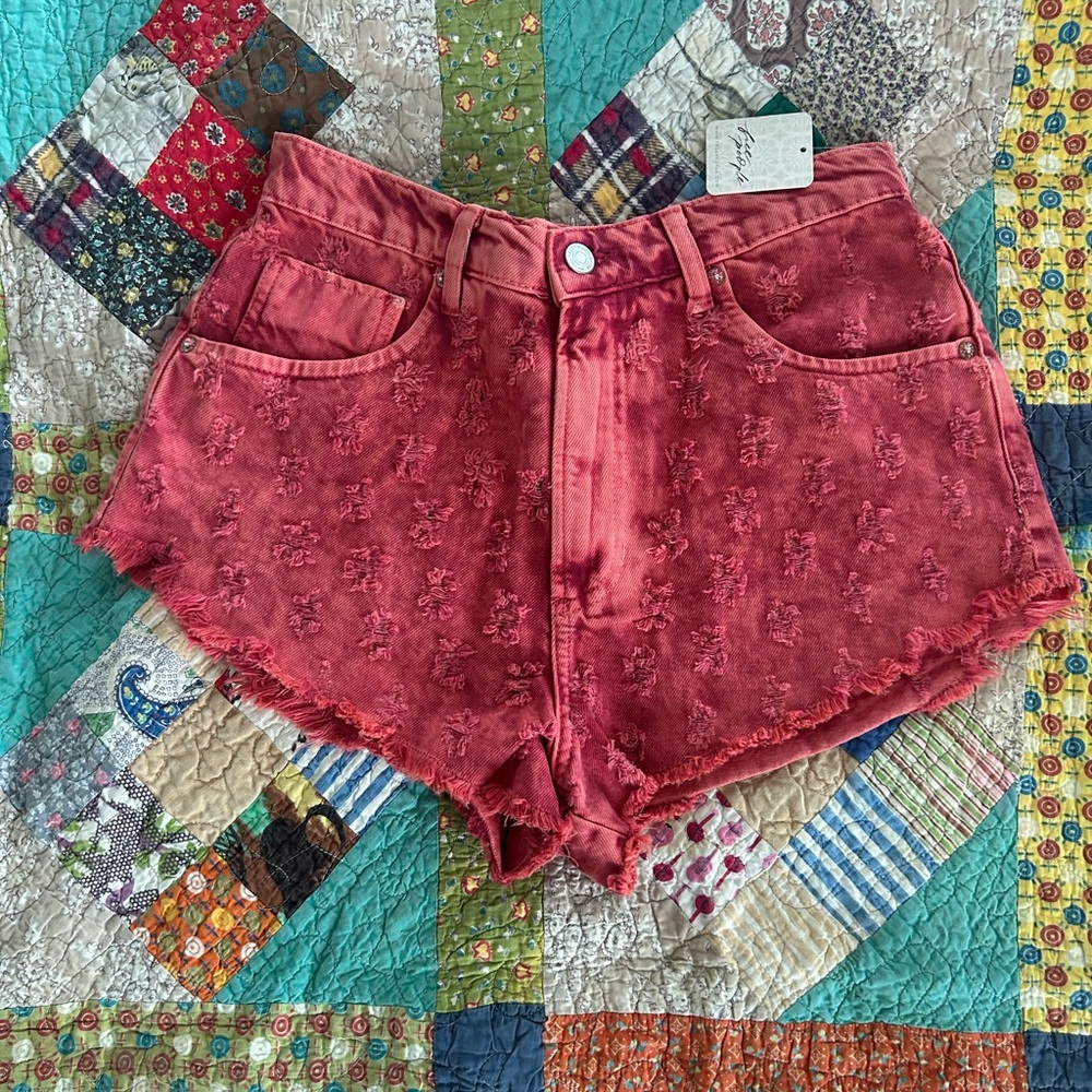 FREE PEOPLE Mixed Emotions Hi Lo Shorts / Dragonfruit Sorbet